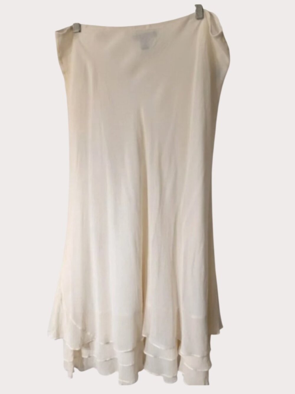 Lauren Ralph Lauren Silk Cream Tiered Skirt L